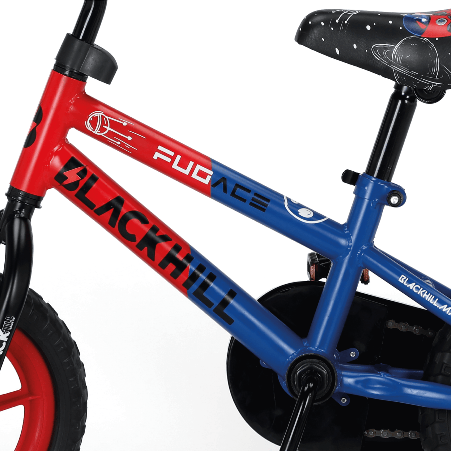 Fugace R-12 - Bicicleta para niños de 2 a 5 años color rojo/azul con llantas de apoyo LED