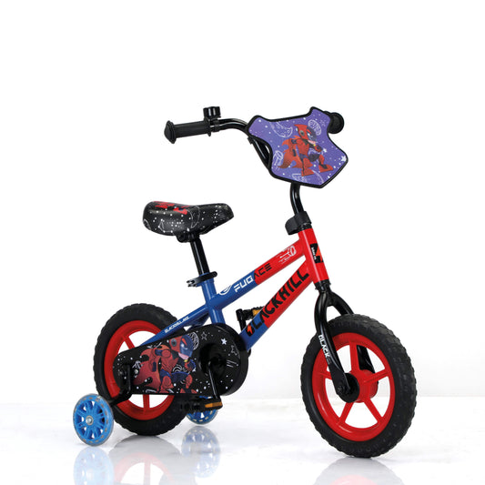 Fugace R-12 - Bicicleta para niños de 2 a 5 años color rojo/azul con llantas de apoyo LED