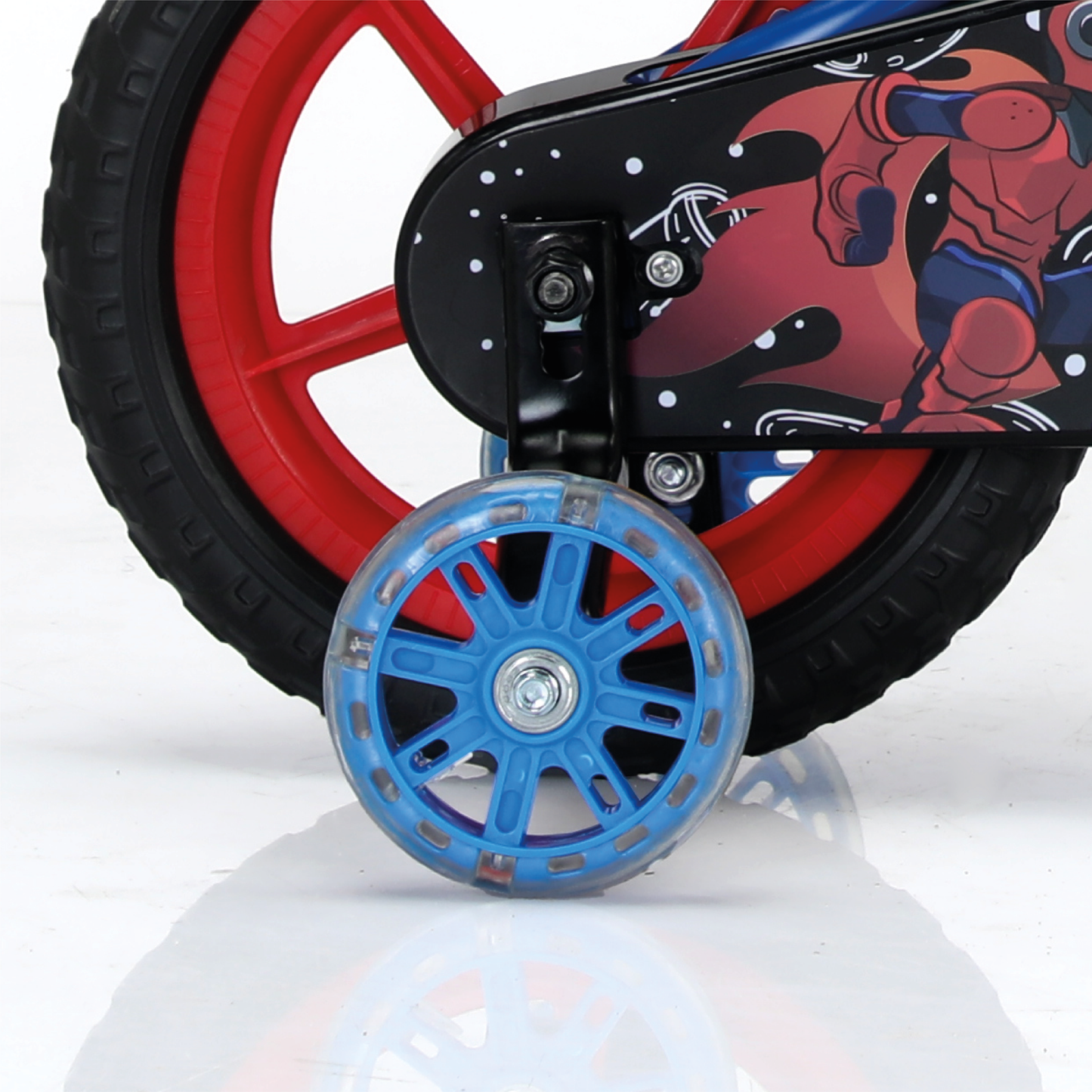 Fugace R-12 - Bicicleta para niños de 2 a 5 años color rojo/azul con llantas de apoyo LED