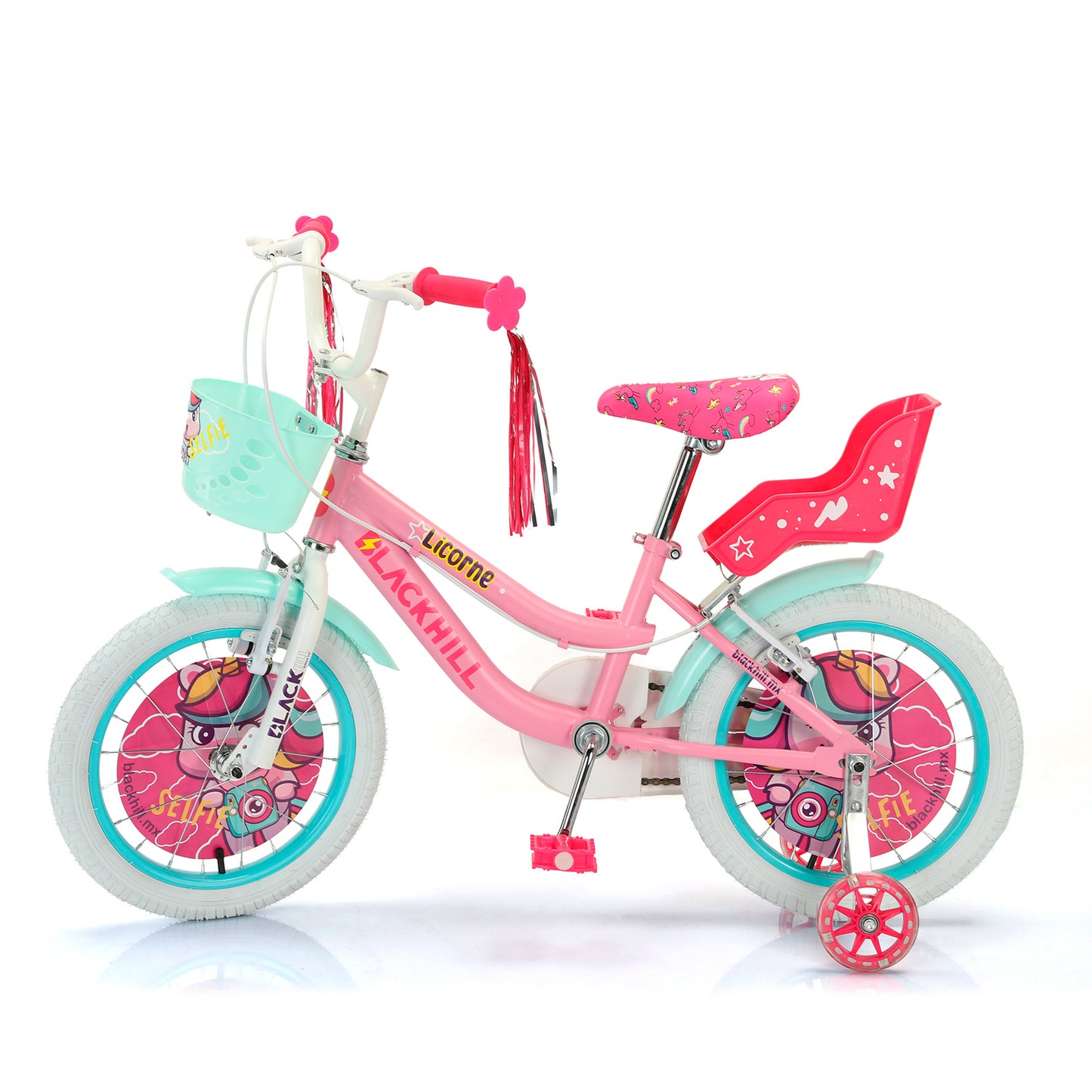 Bicicleta de Niña R16 Blackhill Rosa Pastel - Canastilla con ruedas de entrenamiento LED
