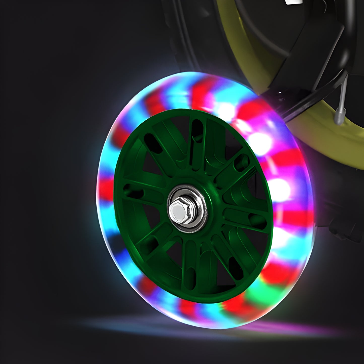 Bicicleta infantil Dinosaurex R16 Blackhill color verde/amarillo ruedas de entrenamiento LED.