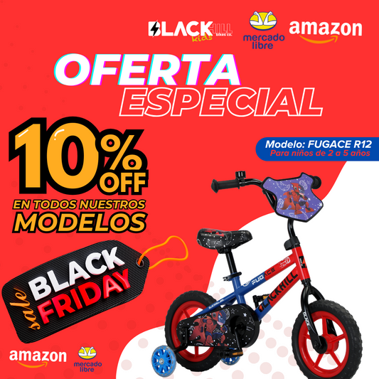 Fugace R-12 - Bicicleta para niños de 2 a 5 años color rojo/azul con llantas de apoyo LED