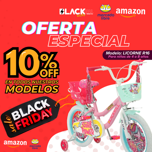 Bicicleta de Niña R16 Blackhill Rosa Pastel - Canastilla con ruedas de entrenamiento LED