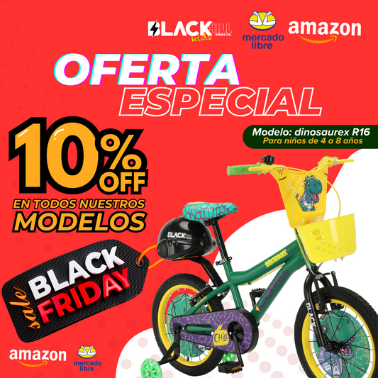 Bicicleta infantil Dinosaurex R16 Blackhill color verde/amarillo ruedas de entrenamiento LED.